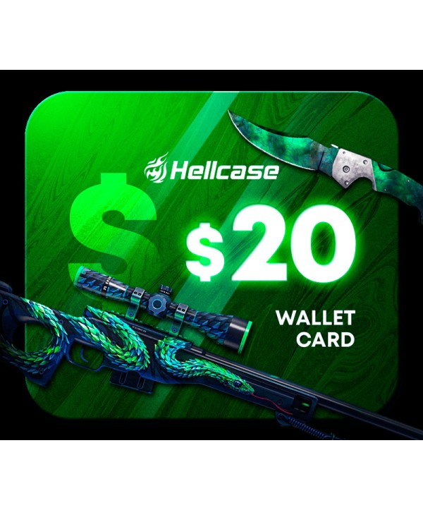 Hellcase.com 20 USD Wallet Card Code Key GLOBAL